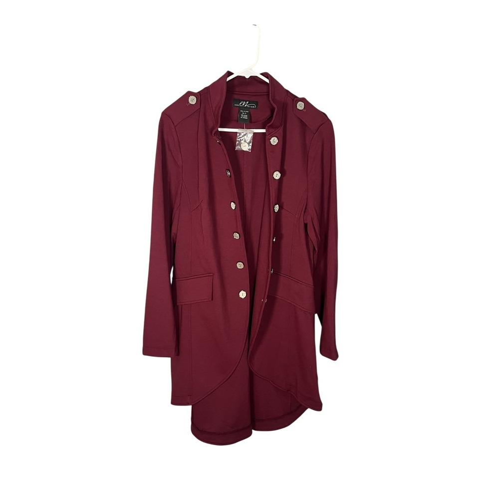 Midnight Velvet NWOT Women's Burgundy‎ Hi-Low Jacket Blazer L Open Front